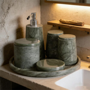 Green Marble Luxury Bathroom Accessory Set (6 Pieces)