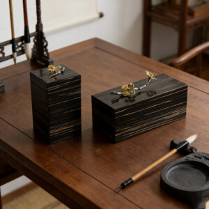Luxury Wood & Brass/Zinc Alloy Storage Box Set (Two Styles)