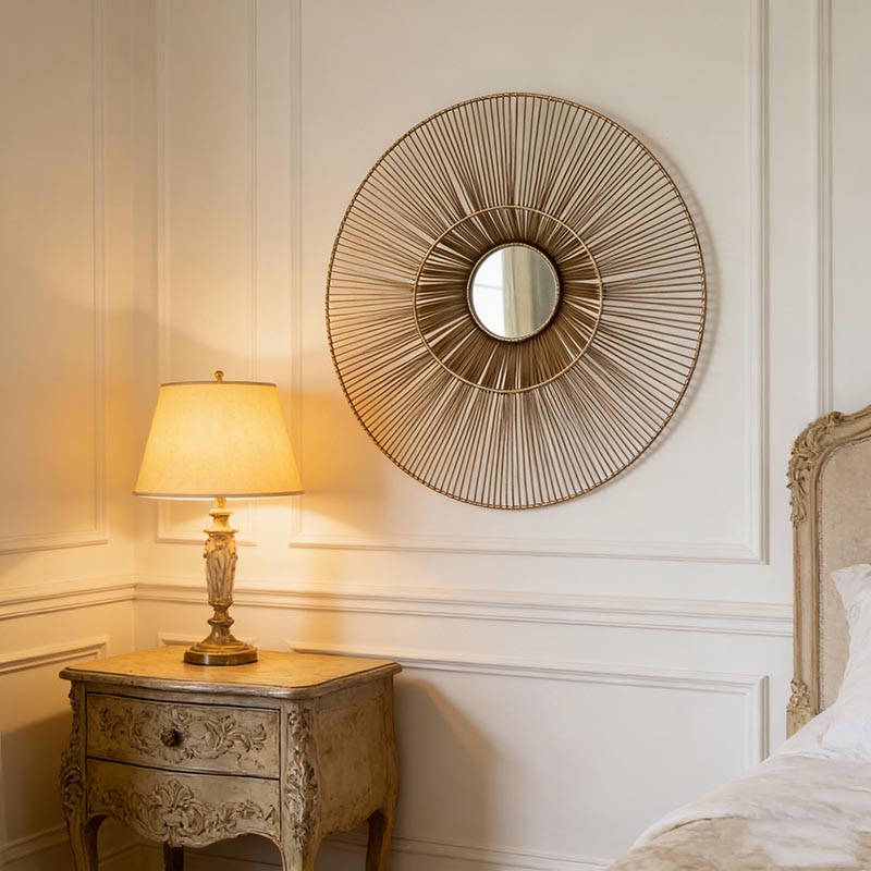Radiant Double-Layer Iron Wire Decorative Wall Mirror Collection (4 Sizes)