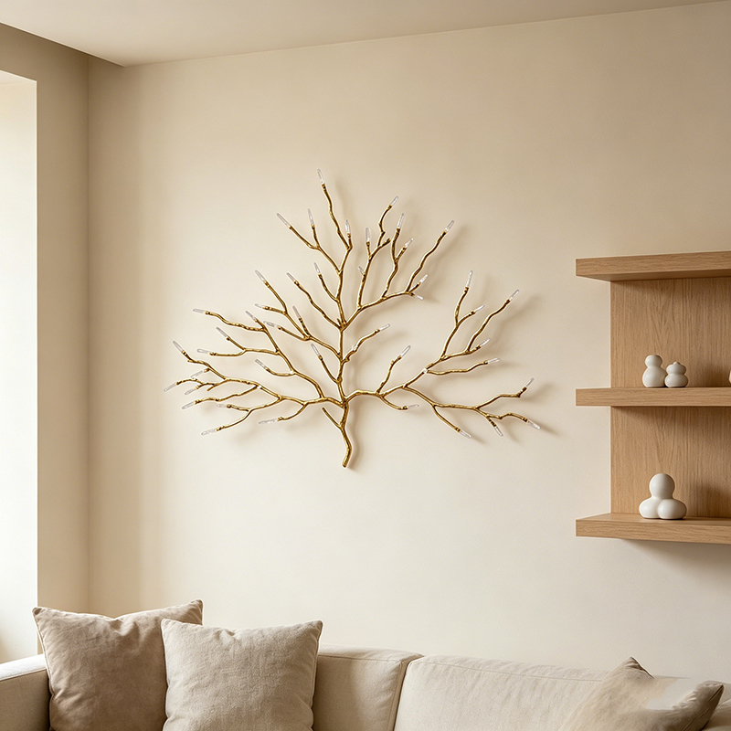 Luxury Brass Branch & Crystal Wall Decor