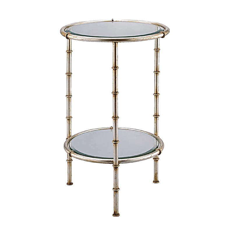 Bamboo-Frame Iron & Tempered Glass Accent Table Set (Square & Round Designs) - Image 6
