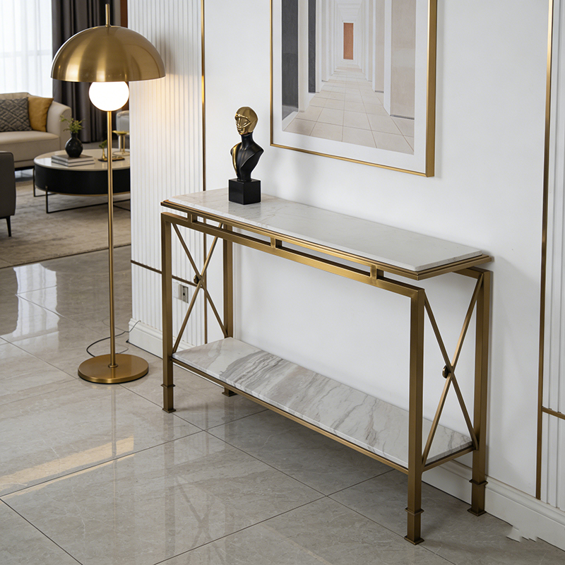 Brass & Marble Console Table Set (Modern Minimalist & Vintage Ornate Styles)