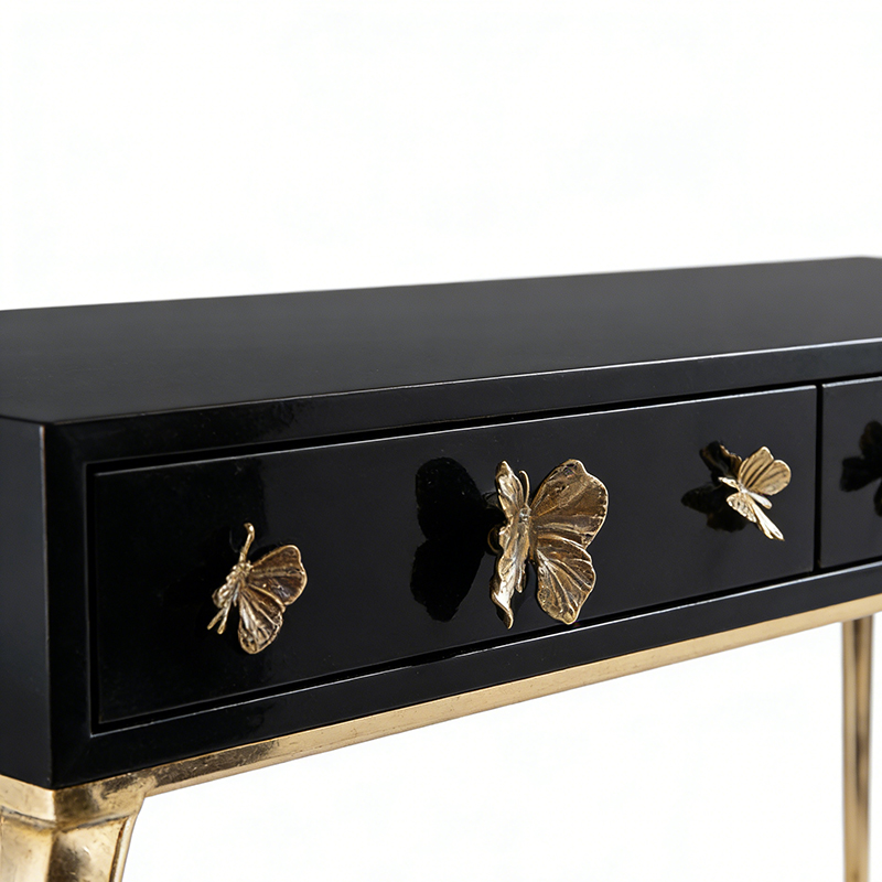 Brass & MDF Console Table Set (Nature-Inspired & Art Deco Styles) - Image 5