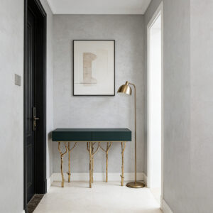 Brass & MDF Console Table Set (Nature-Inspired & Art Deco Styles)